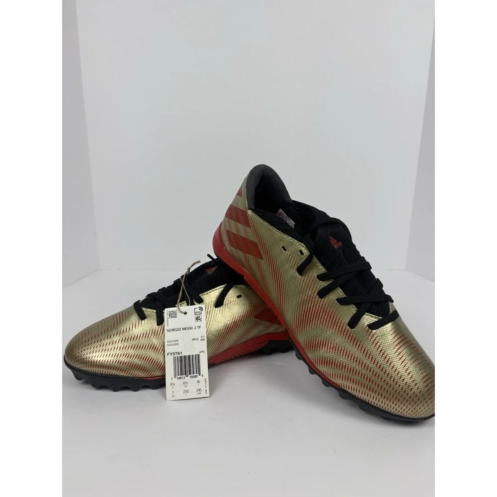 NWT Adidas Nemeziz Messi .3 TF FY0761 Soccer Shoe Male Size 7 Gold/Red.